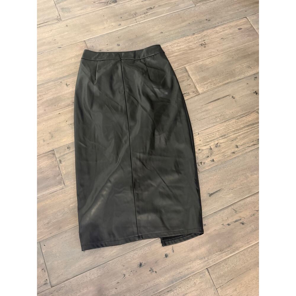 New commense ruched split midi faux leather skirt XS - Picture 3 of 4